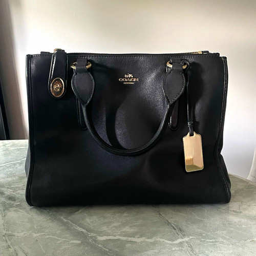 Coach black leather satchel - leather,